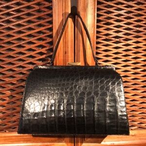 Elegant Black Alligator Handbag